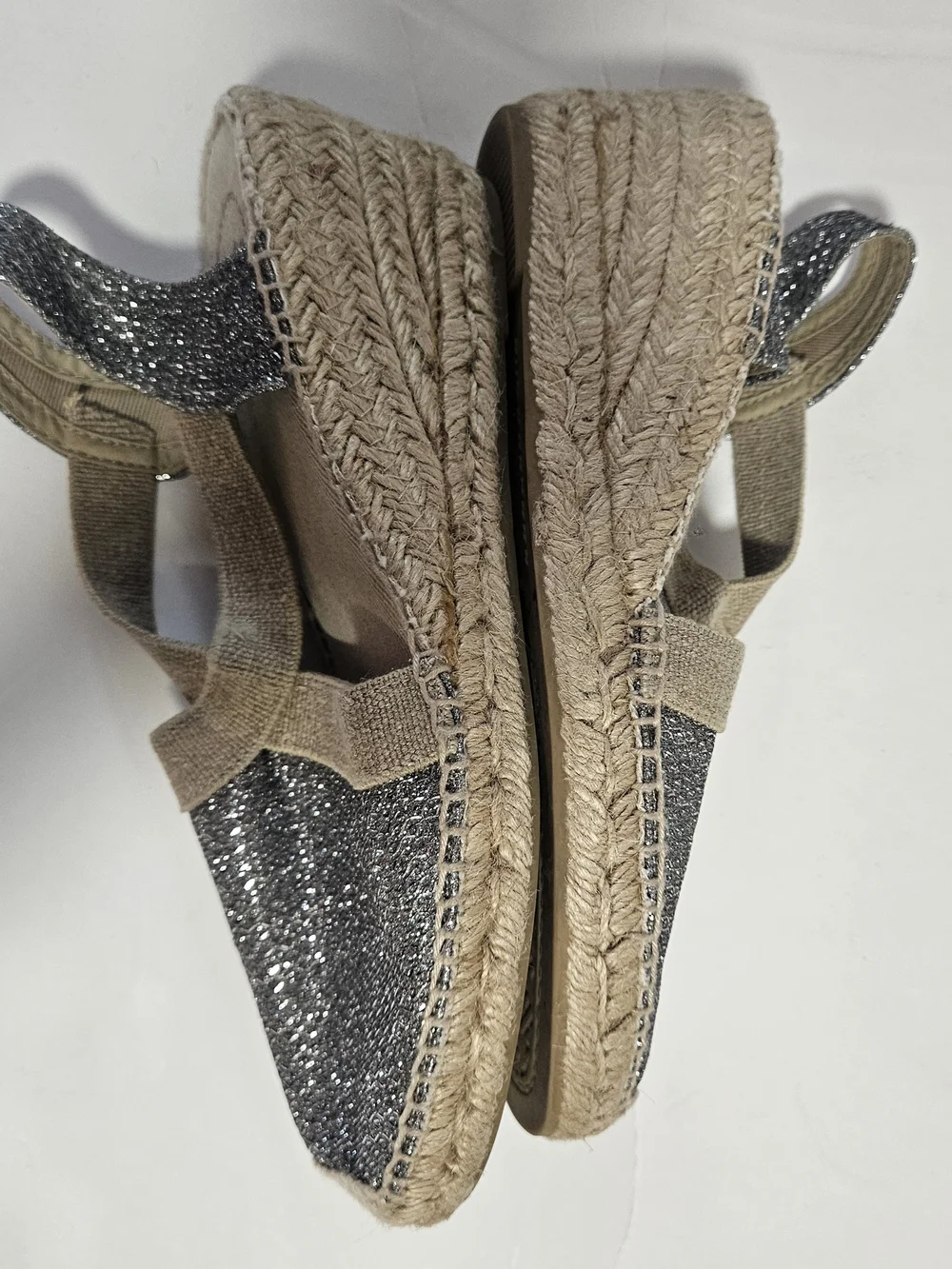 Toni PONS Glitter Espadrille Slingback Flats - Silver